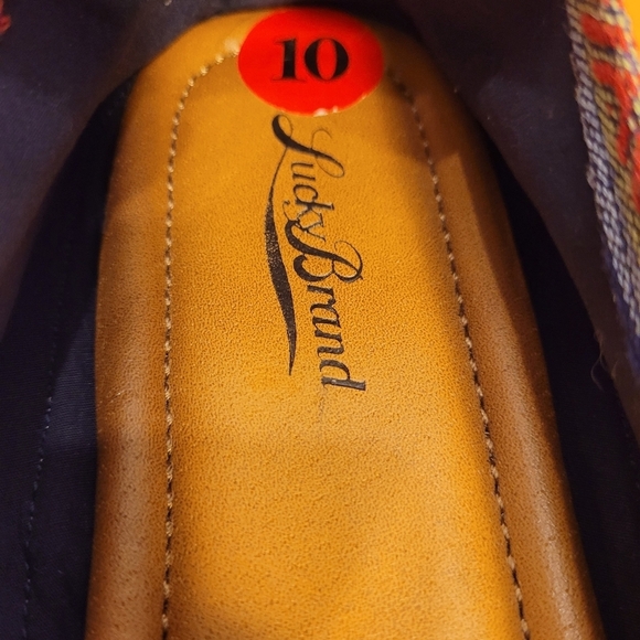 Lucky Brand Sz 10 Colorful Espadrille Flats Striped Canvas Jute Slip On Bohemian - Picture 7 of 11